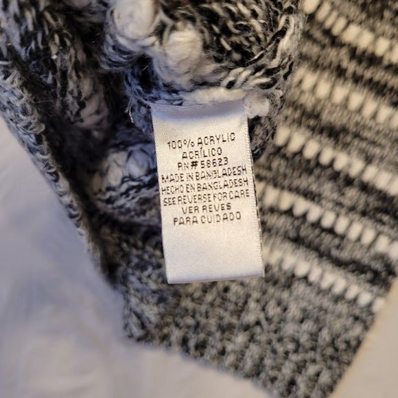 Effeci Creazioni Black White Blended Striped Cable Knit Pullover Sweater Size M - Picture 4 of 11